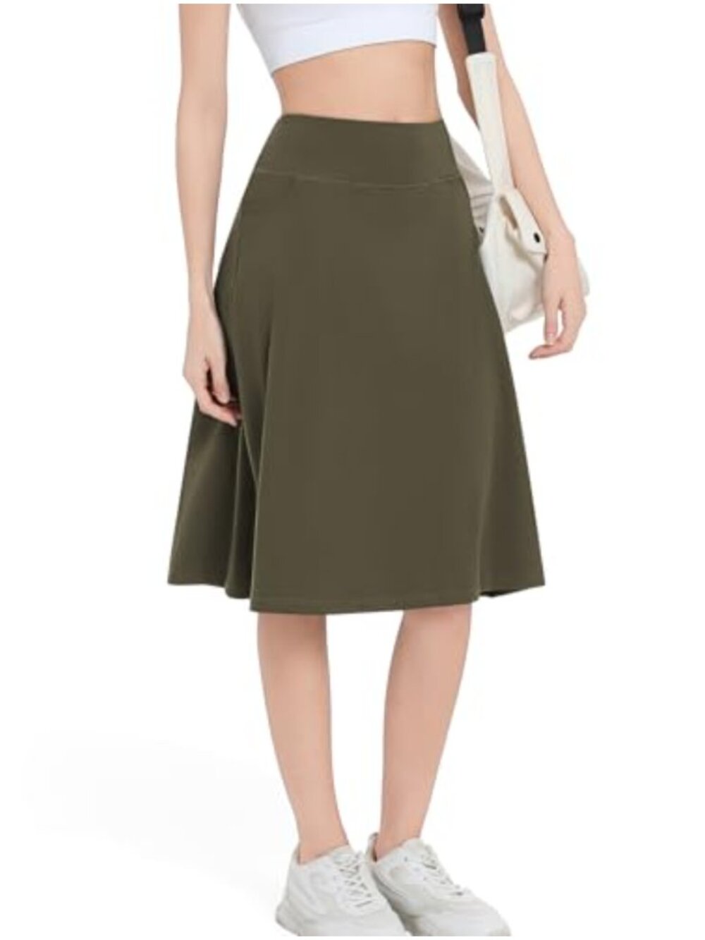 Women's 26" Knee-Length Skorts with Arc Pockets High Waisted Drawstring